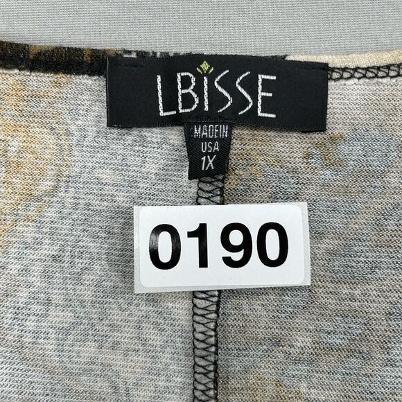 Lbisse Dress Women's 1X Orange Black Tan Knee Length Shift 3/4 Sleeve Abstract - Picture 11 of 11